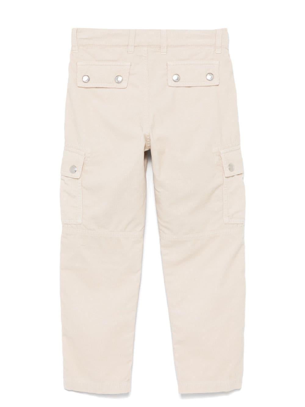 Pantaloni per bambino Brunello Cucinelli Kids beige a coste con tasche laterali - Rubino Kids