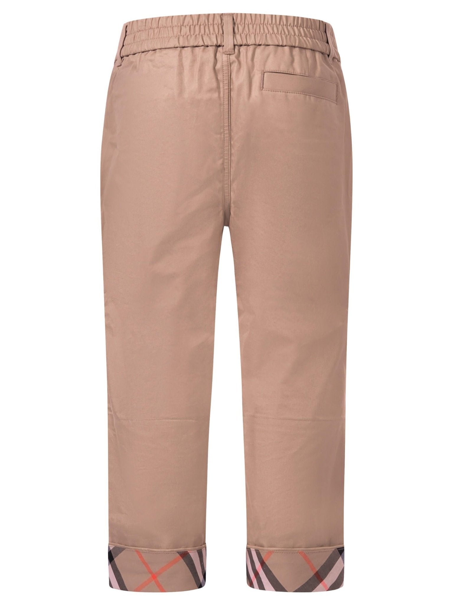 Pantaloni per bambino Burberry Kids beige con finiture con caratteristico motivo Vintage Check - Rubino Kids