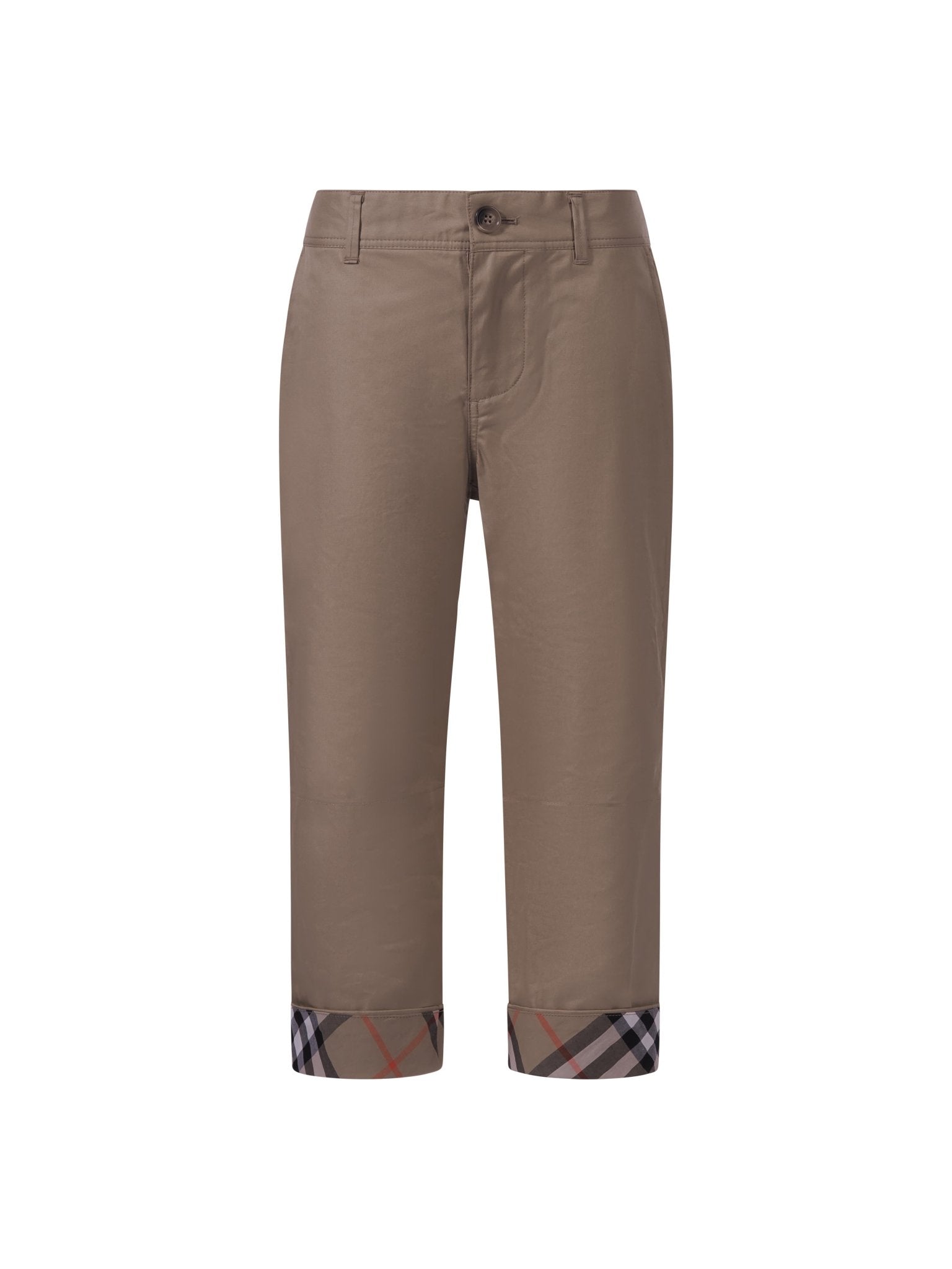 Pantaloni per bambino Burberry Kids beige con finiture con caratteristico motivo Vintage Check - Rubino Kids