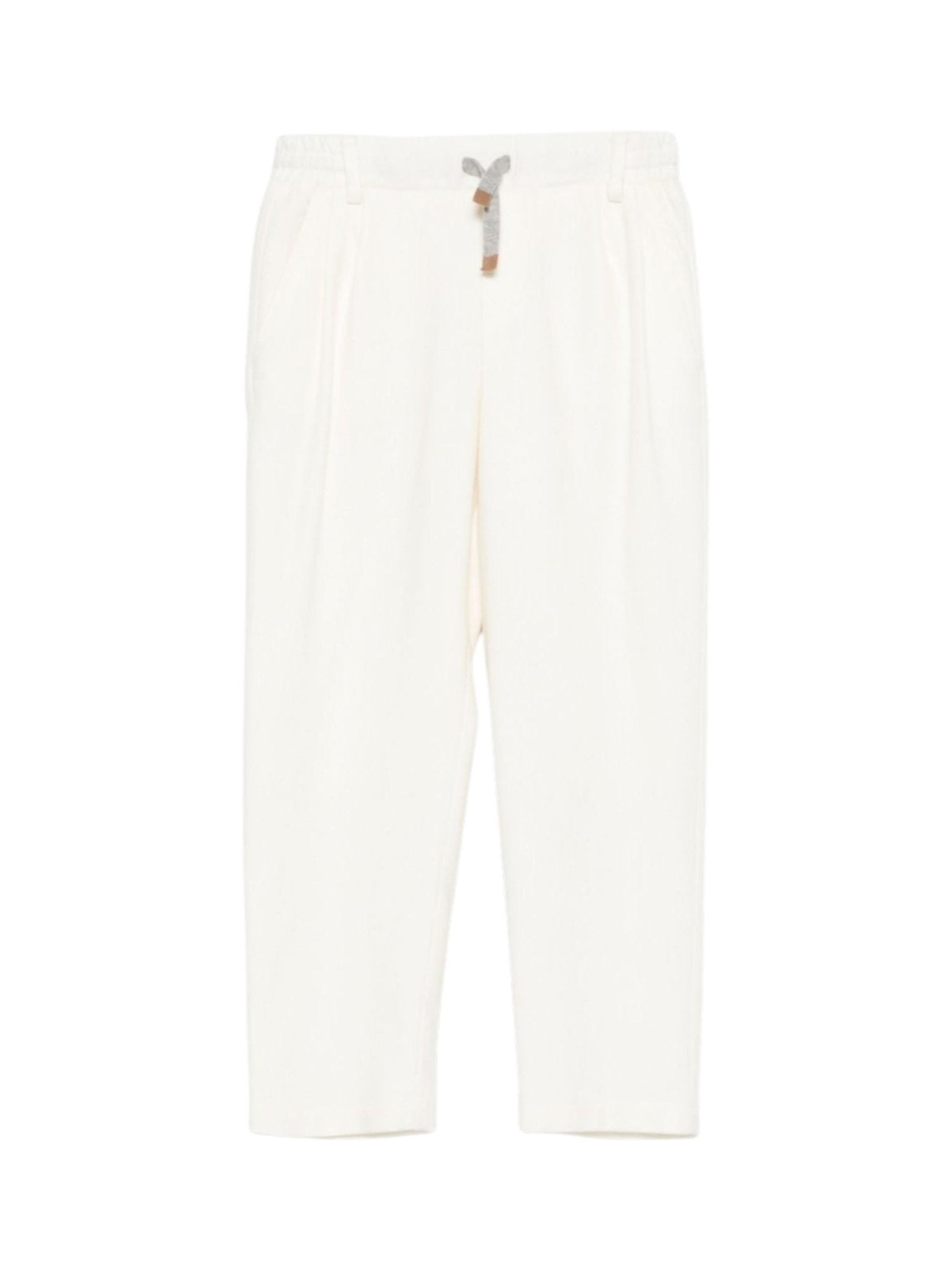 Pantaloni per bambino Eleventy Kids bianco con chiusura frontale plissettata - Rubino Kids