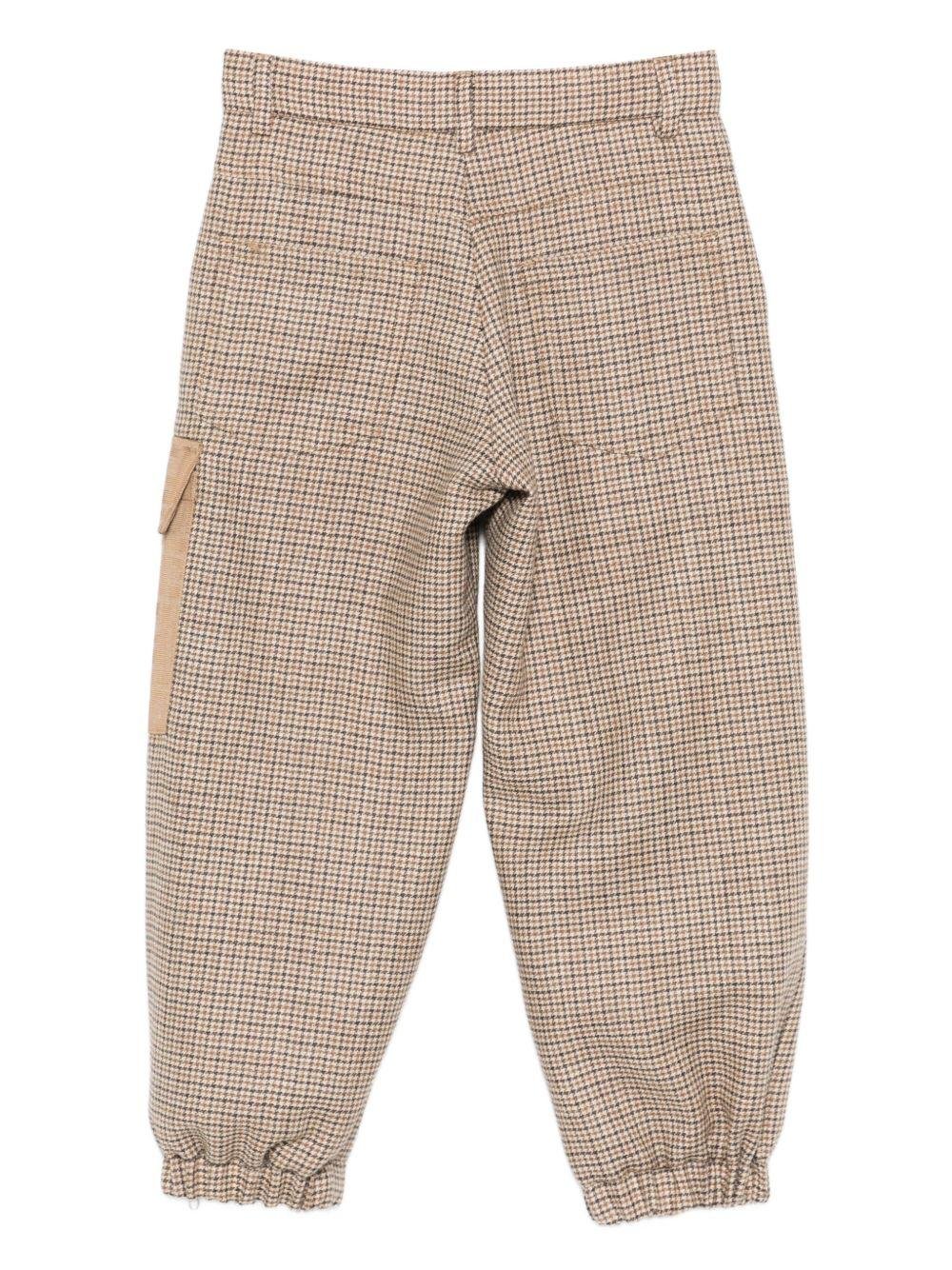 Pantaloni per bambino Fendi Kids beige con motivo a quadri - Rubino Kids