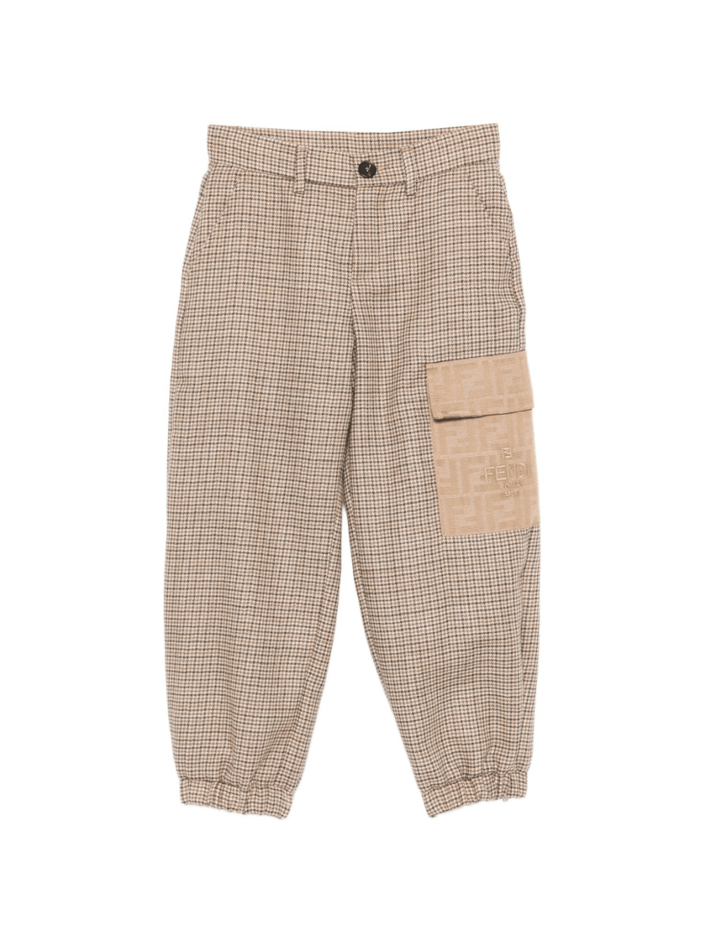 Pantaloni per bambino Fendi Kids beige con motivo a quadri - Rubino Kids