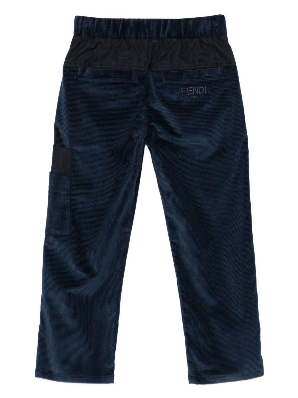 Pantaloni per bambino Fendi Kids blu con texture a coste - Rubino Kids