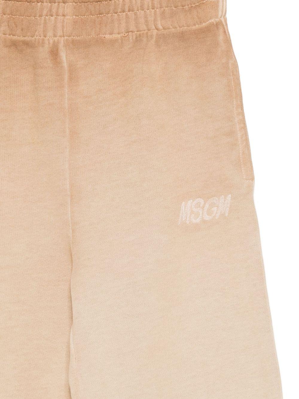 Pantaloni per bambino MSGM Kids beige con cintura elasticizzata - Rubino Kids