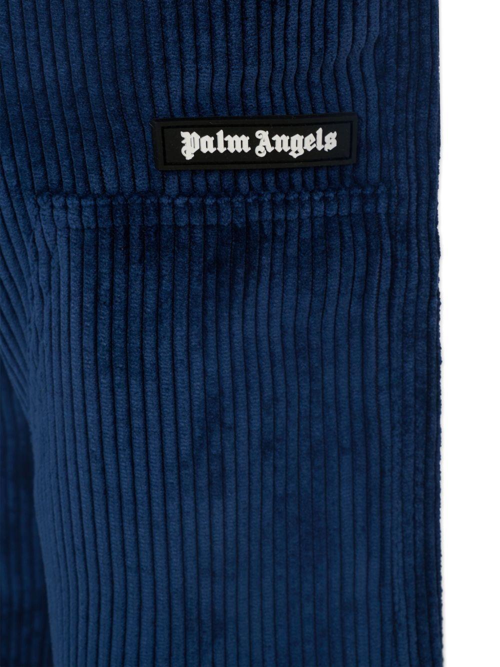 Pantaloni per bambino Palm Angels Kids blu con dettaglio logo - Rubino Kids
