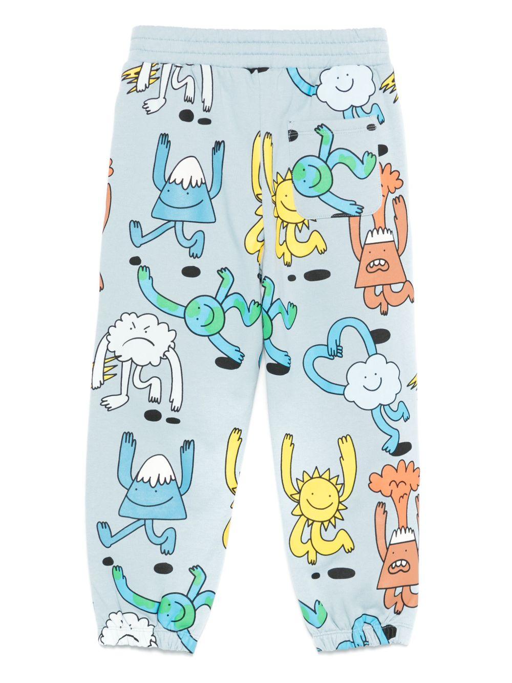 Pantaloni per bambino Stella McCartney Kids azzurro con stampa grafica - Rubino Kids