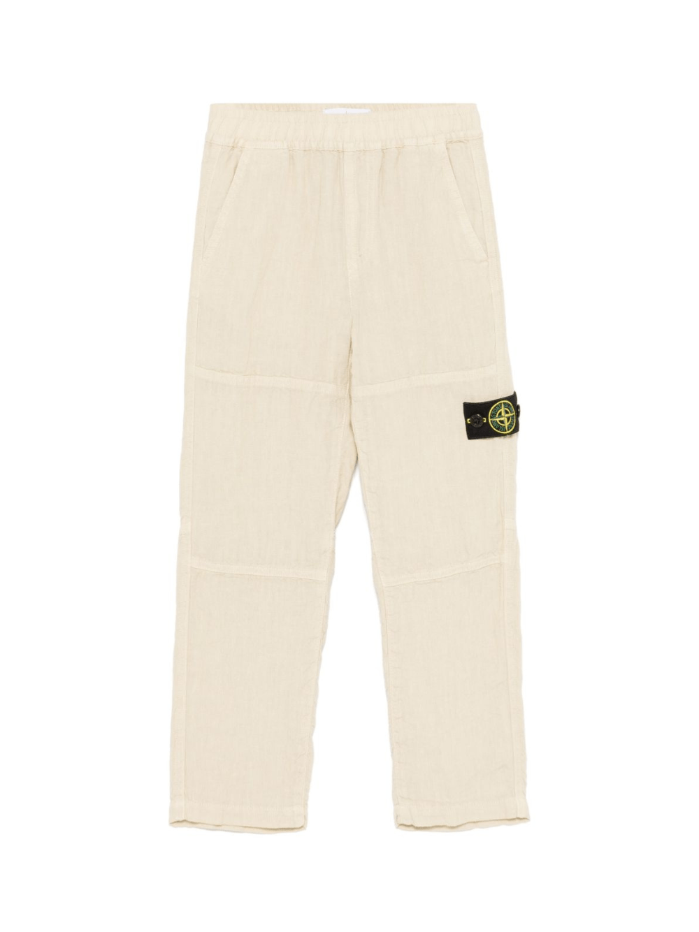 Pantaloni per bambino Stone Island Junior beige con applicazione Compass - Rubino Kids