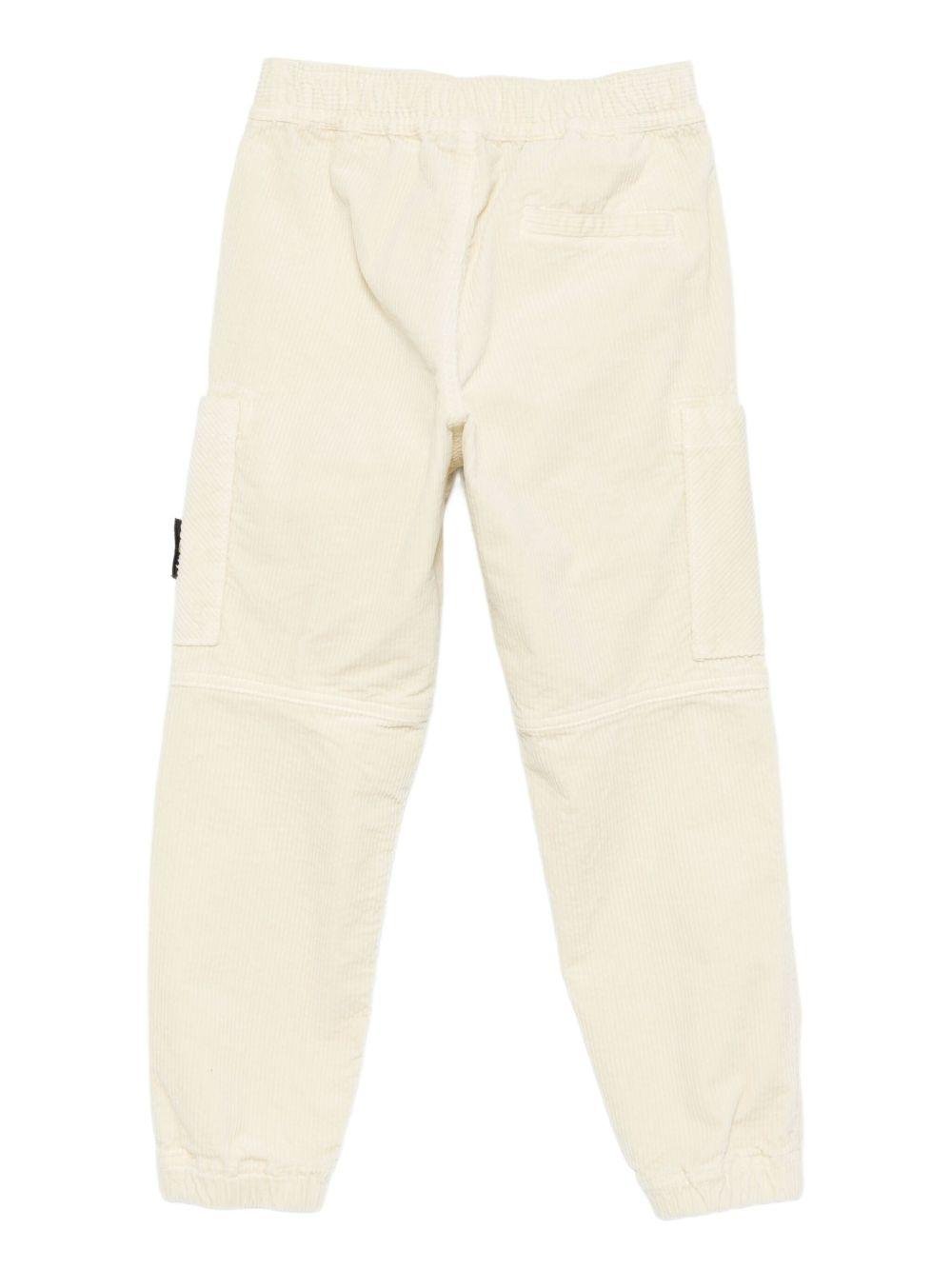 Pantaloni per bambino Stone Island Junior beige in velluto a coste con tasche applicate - Rubino Kids