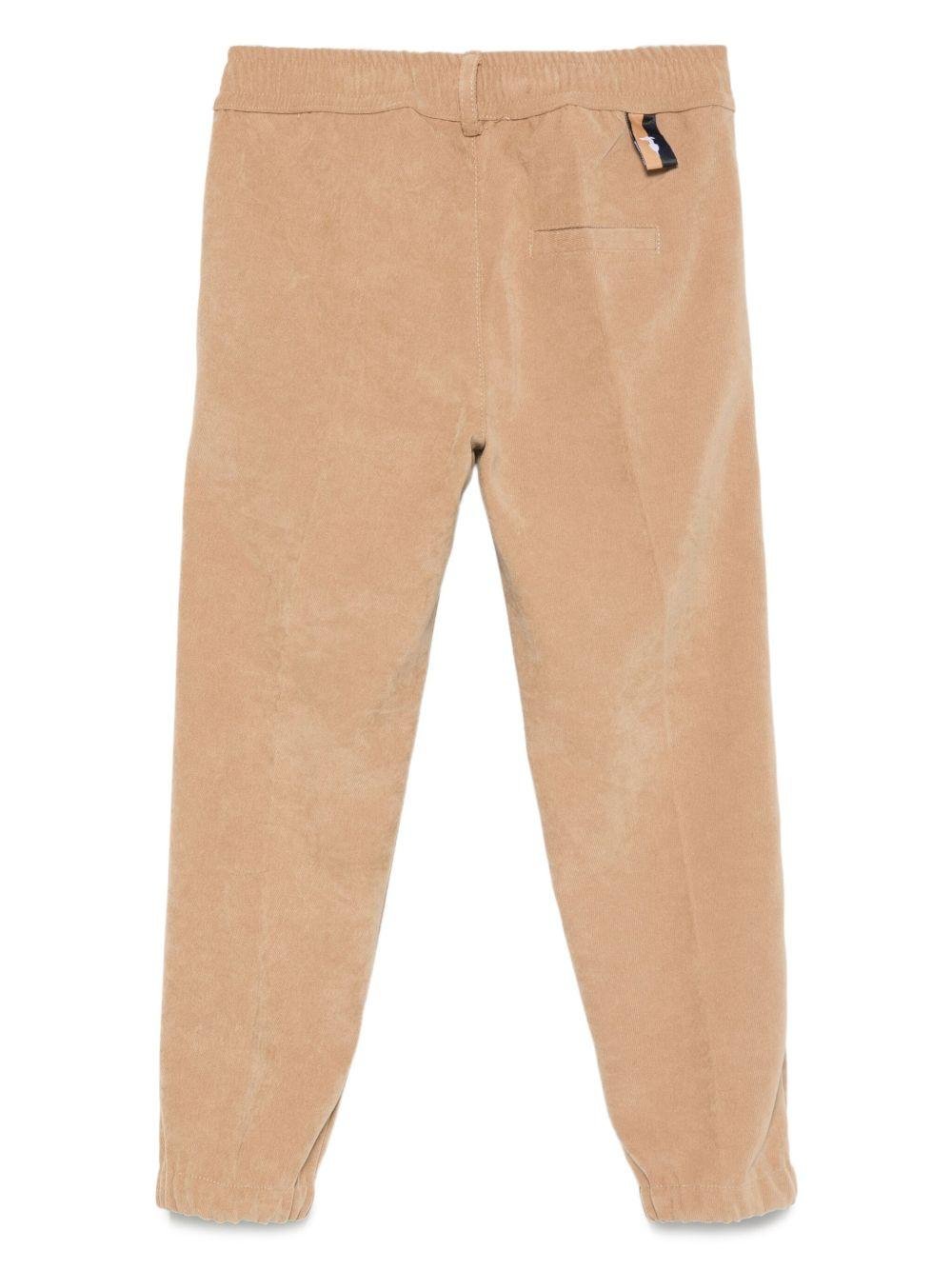 Pantaloni per bambino Trussardi Junior marroni in velluto a coste con bordi elastici - Rubino Kids