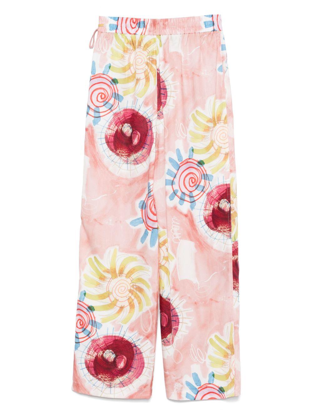 Pantaloni per donna Scotch & Soda rosa con stampa grafica e design svasato - Rubino Kids