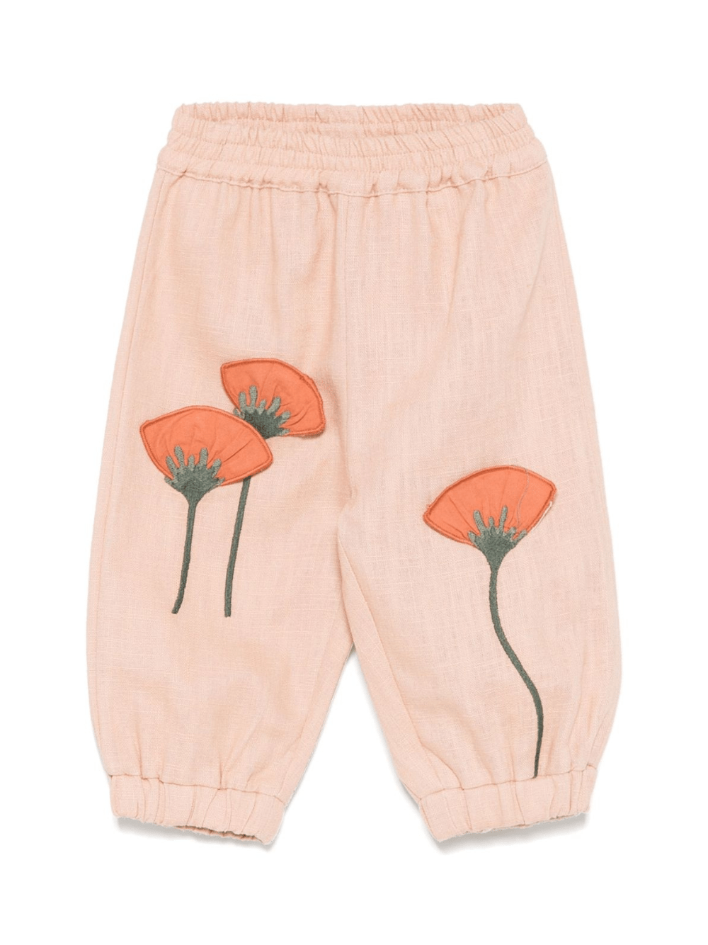Pantaloni per neonata Donsje Anje rosa con applicazione a fiori - Rubino Kids
