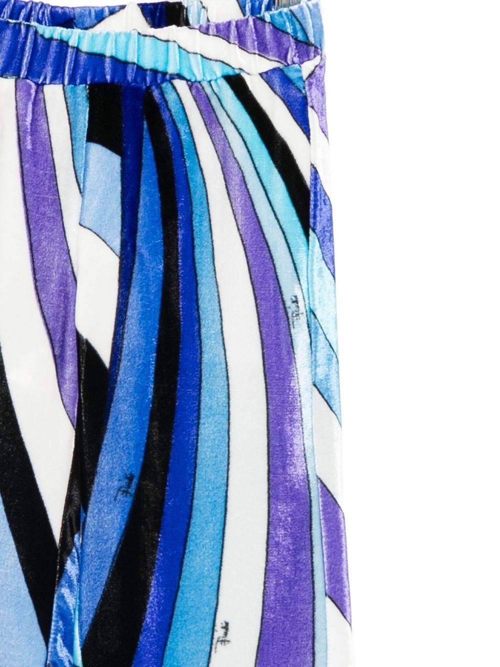 Pantaloni per neonata Emilio Pucci Junior blu in velluto - Rubino Kids