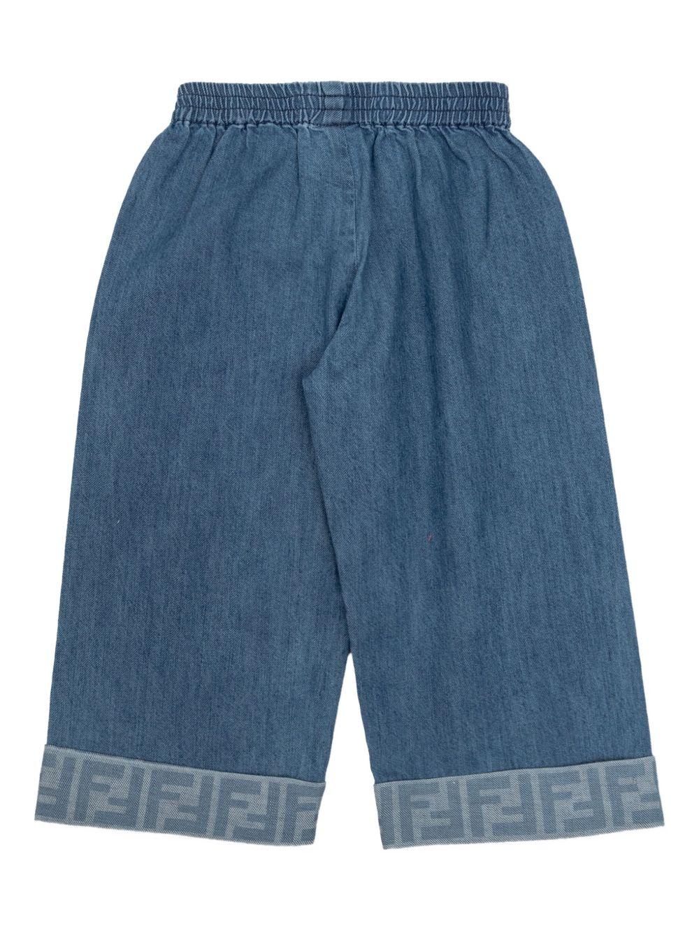 Pantaloni per neonata Fendi Kids in denim con elastico in vita - Rubino Kids