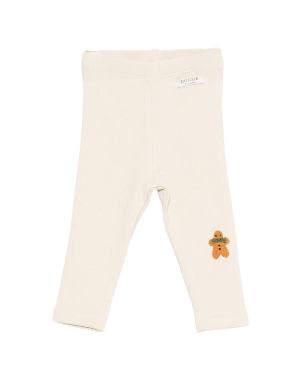 Pantaloni per neonati Donsje beige con biscottino ricamato - Rubino Kids