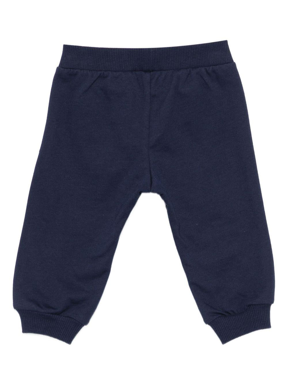 Pantaloni per neonati Moschino Kids blu con logo Teddy Bear - Rubino Kids