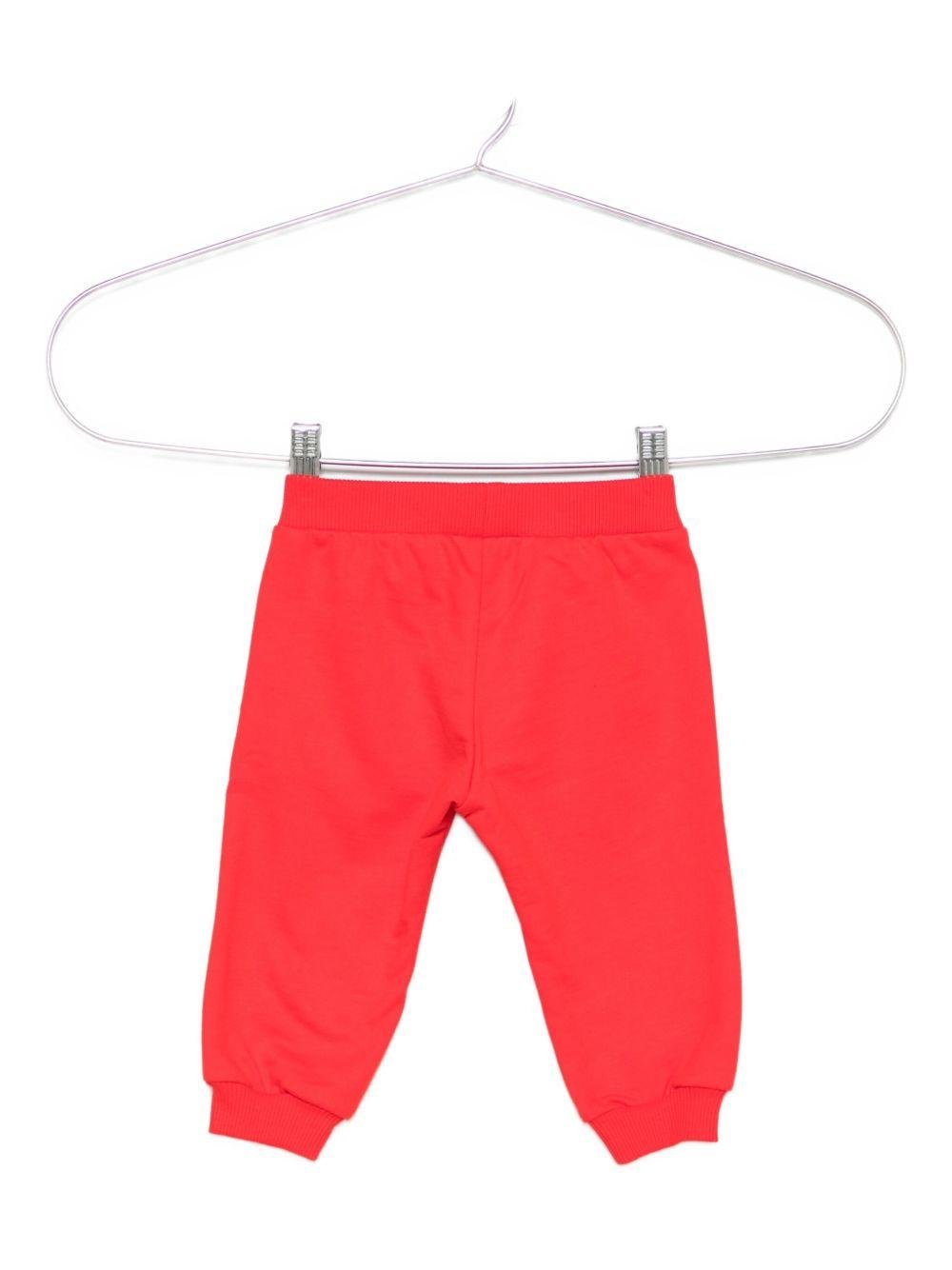 Pantaloni per neonati Moschino Kids rosso con logo Teddy Bear - Rubino Kids
