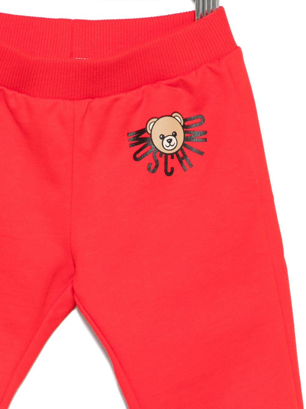 Pantaloni per neonati Moschino Kids rosso con logo Teddy Bear - Rubino Kids