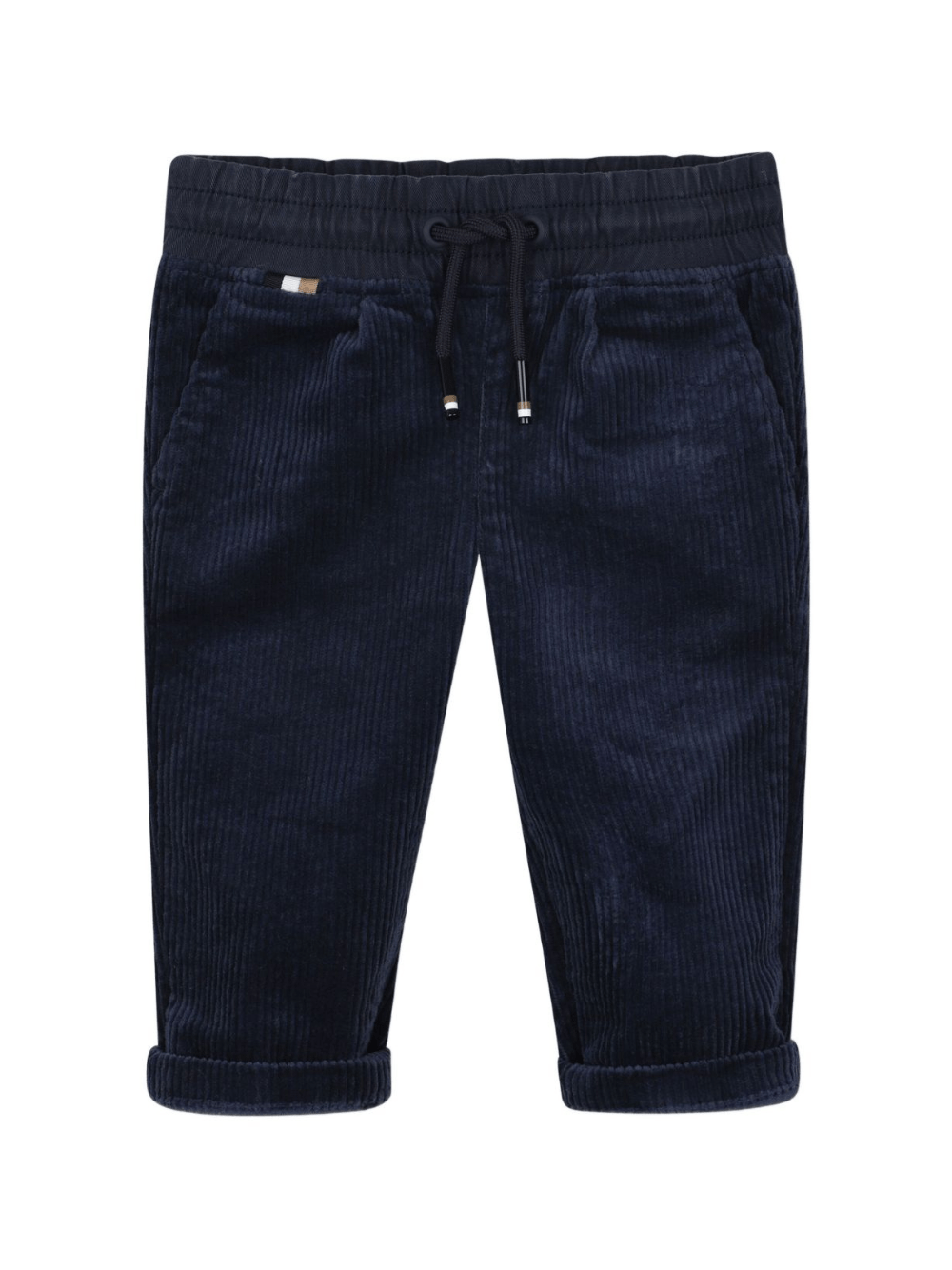 Pantaloni per neonato Boss Kidswear blu a coste con vita elasticizzata - Rubino Kids