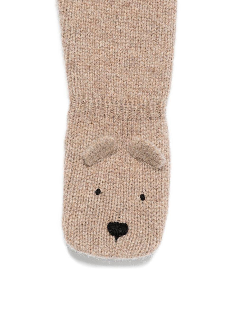 Pantaloni per neonato Donsje beige con applicazioni con facce d'orso - Rubino Kids