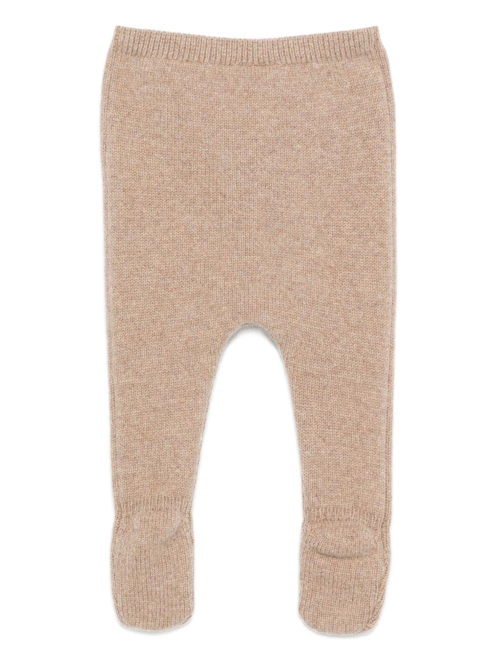 Pantaloni per neonato Donsje beige con applicazioni con facce d'orso - Rubino Kids