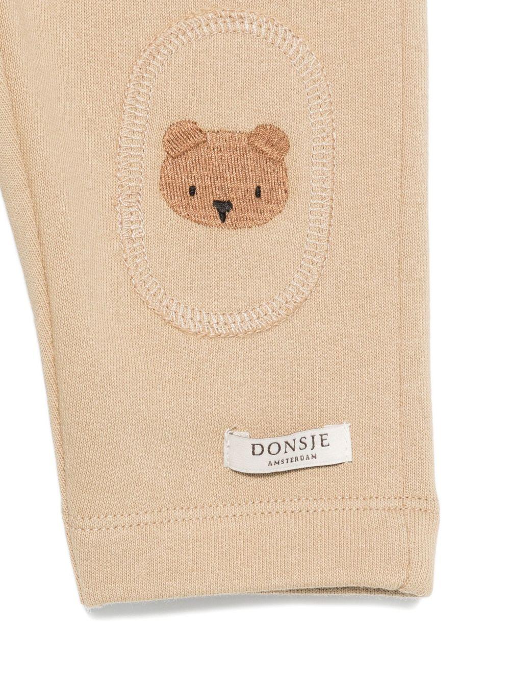 Pantaloni per neonato Donsje beige con ricamo orso - Rubino Kids