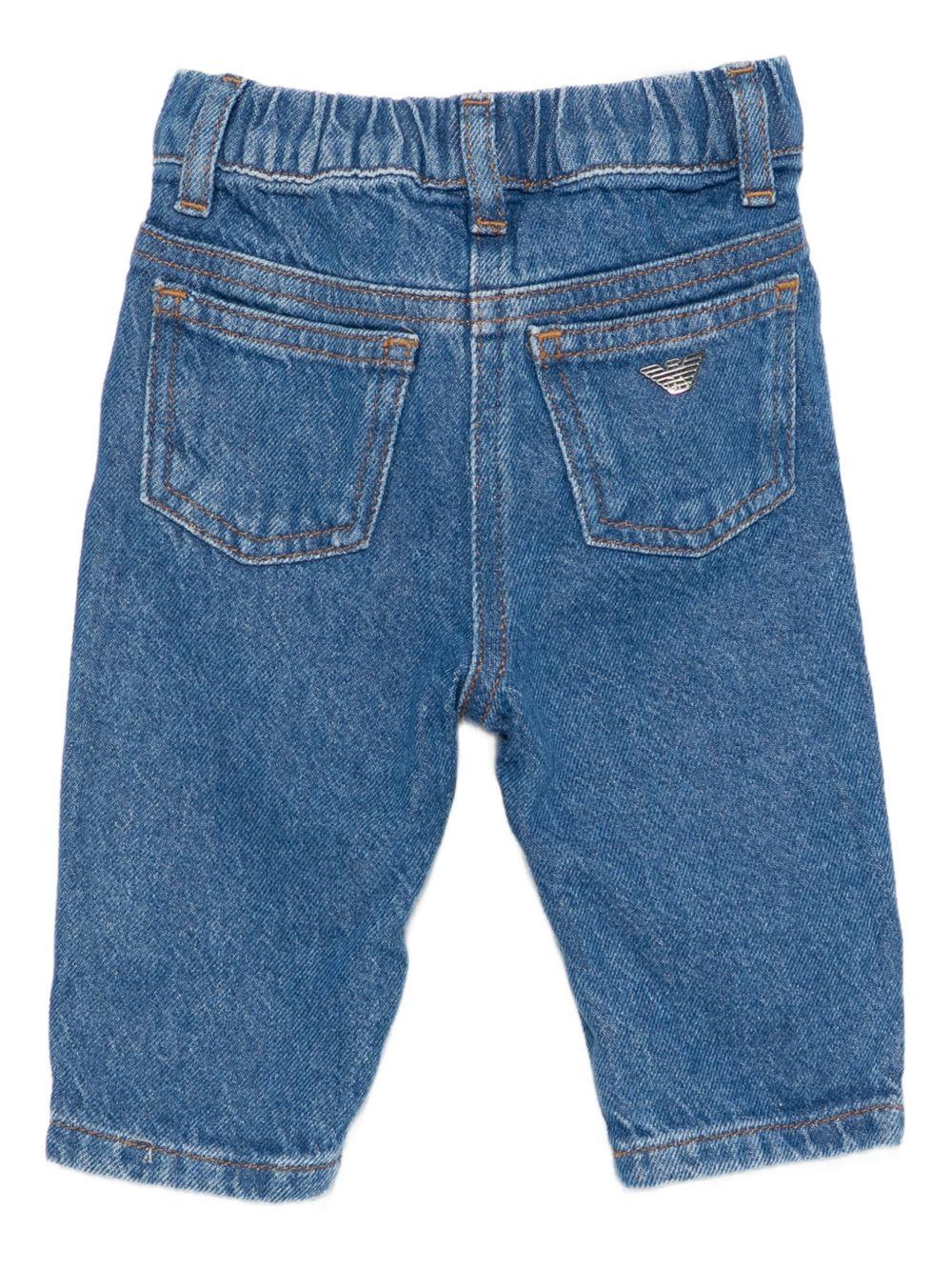 Pantaloni per neonato Emporio Armani Kids blu con elastico in vita - Rubino Kids