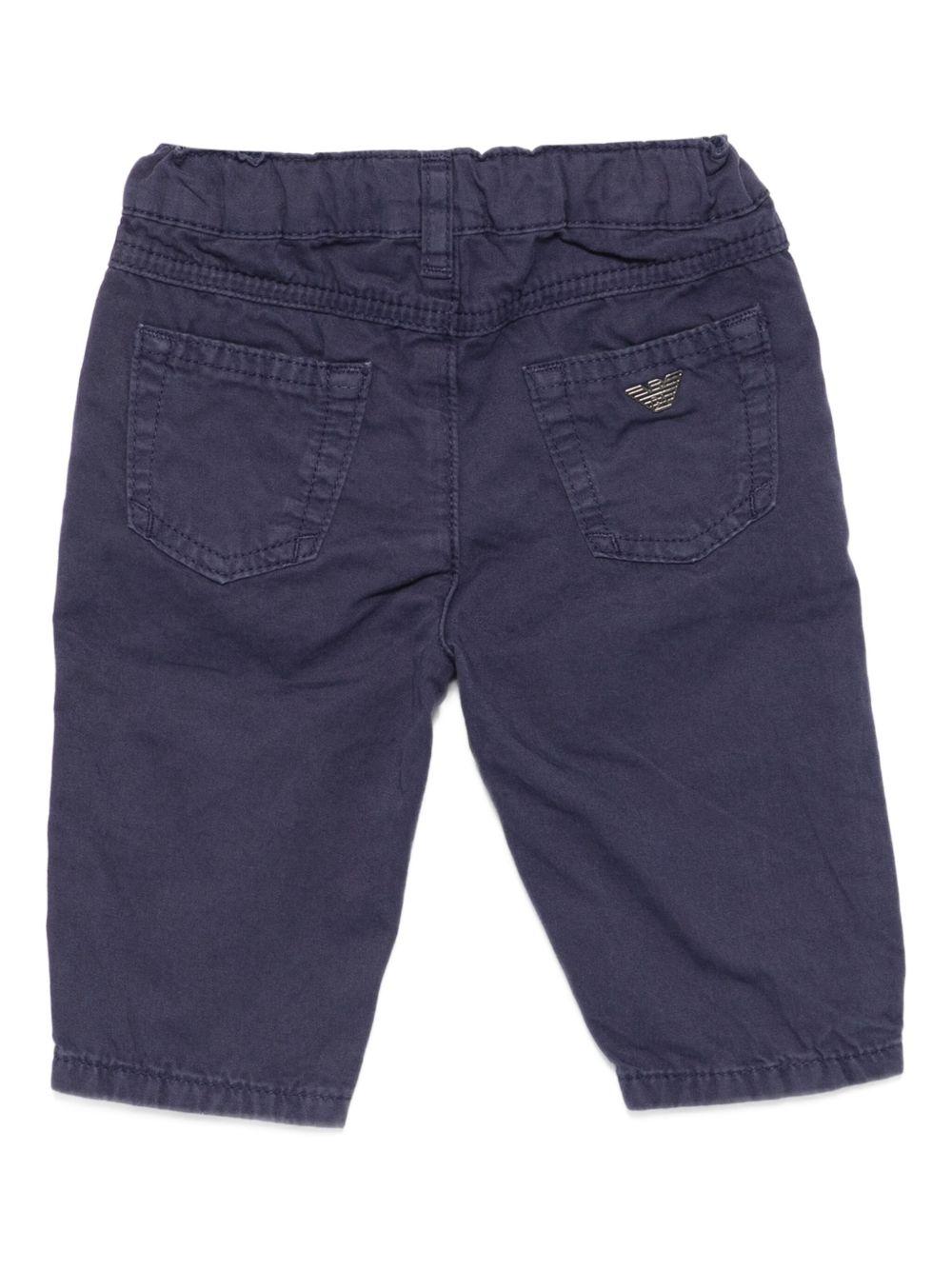 Pantaloni per neonato Emporio Armani Kids blu navy con tasche applicate - Rubino Kids
