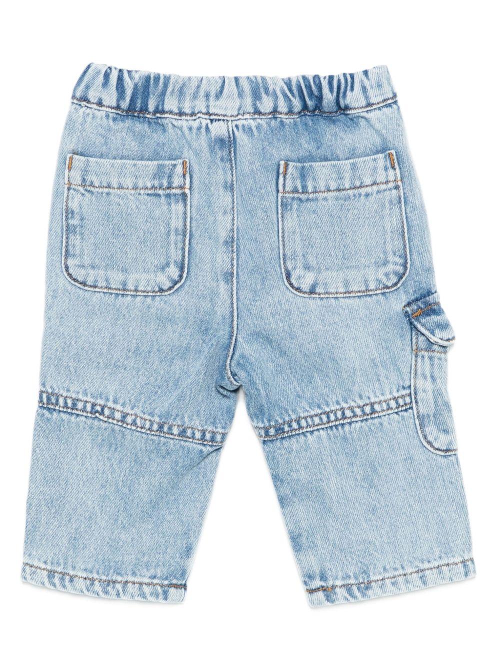 Pantaloni per neonato Emporio Armani Kids denim con logo ricamato - Rubino Kids