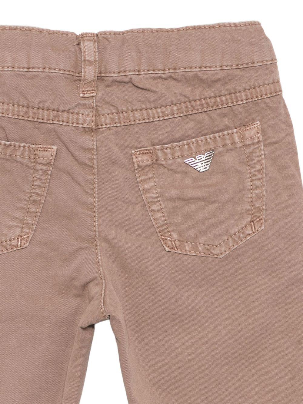 Pantaloni per neonato Emporio Armani Kids marroni con tasche applicate - Rubino Kids