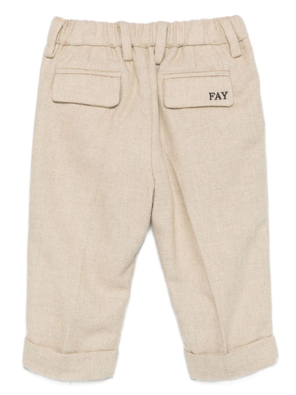 Pantaloni per neonato Fay Kids beige con logo ricamato - Rubino Kids