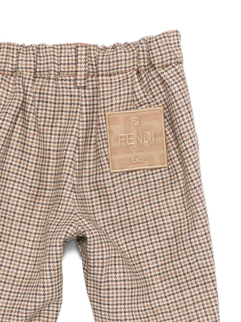 Pantaloni per neonato Fendi Kids beige con motivo a quadri - Rubino Kids