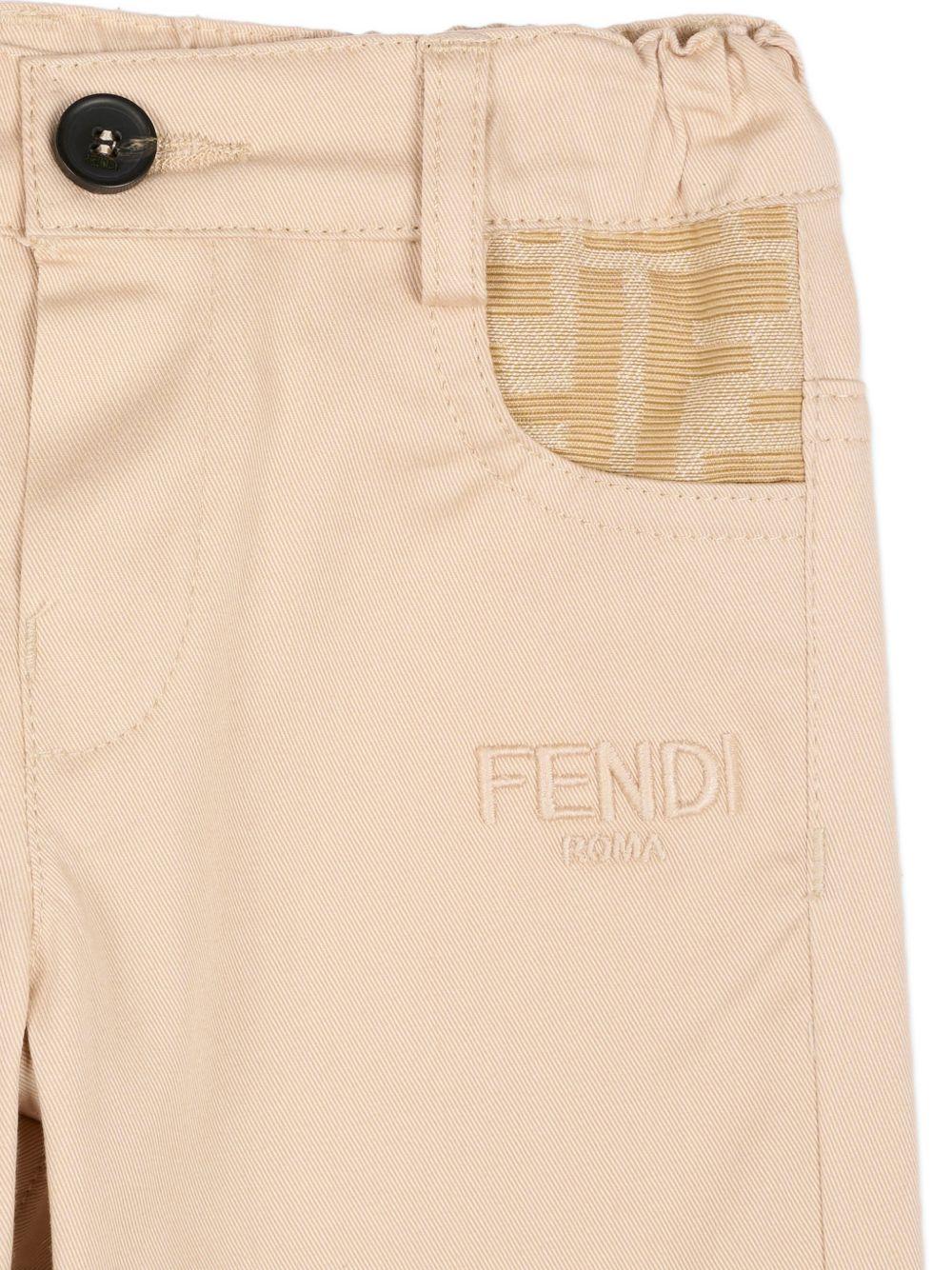 Pantaloni per neonato Fendi Kids beige con tasche con logo FF - Rubino Kids