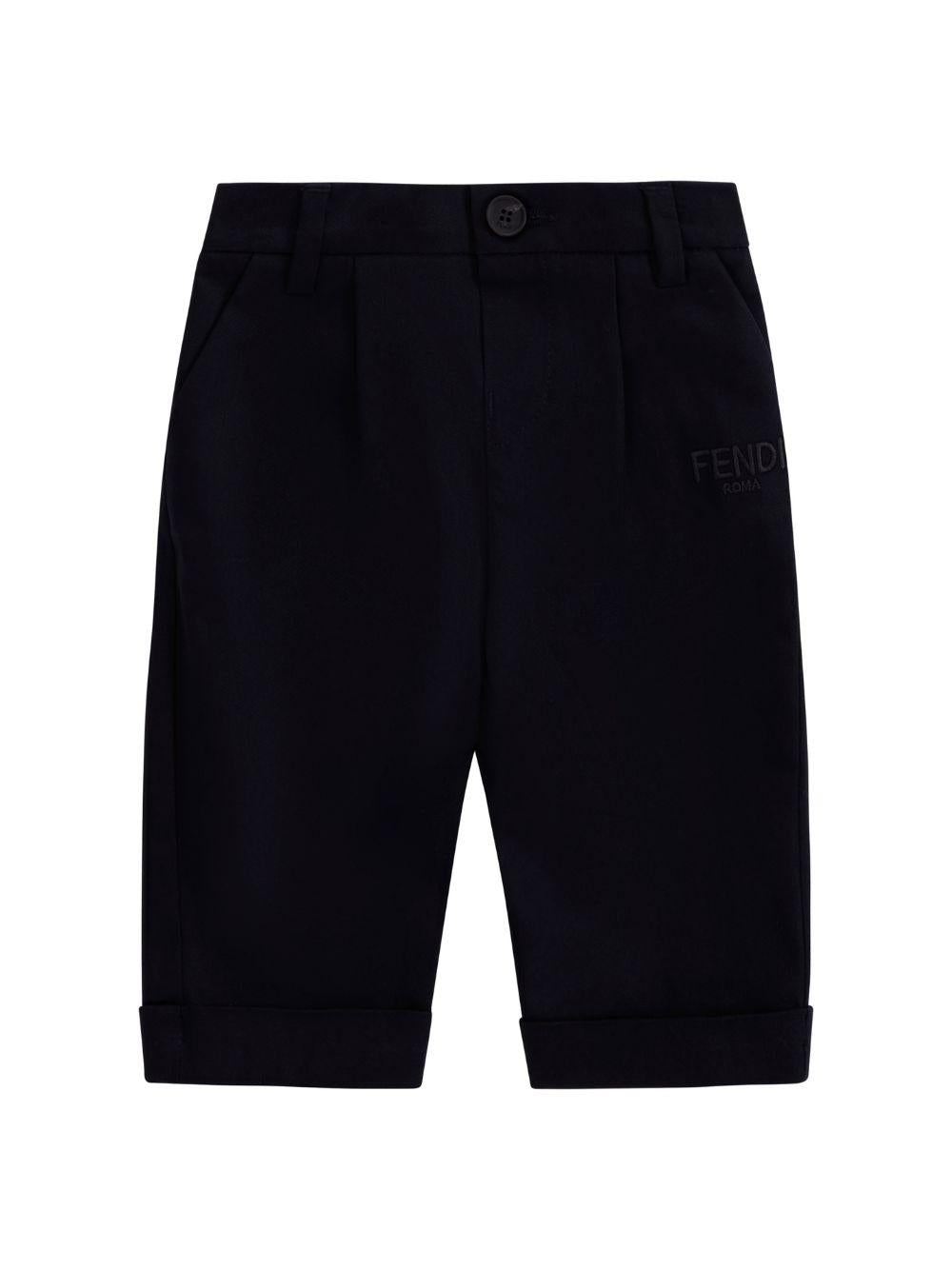 Pantaloni per neonato Fendi Kids blu con logo FF sul retro - Rubino Kids