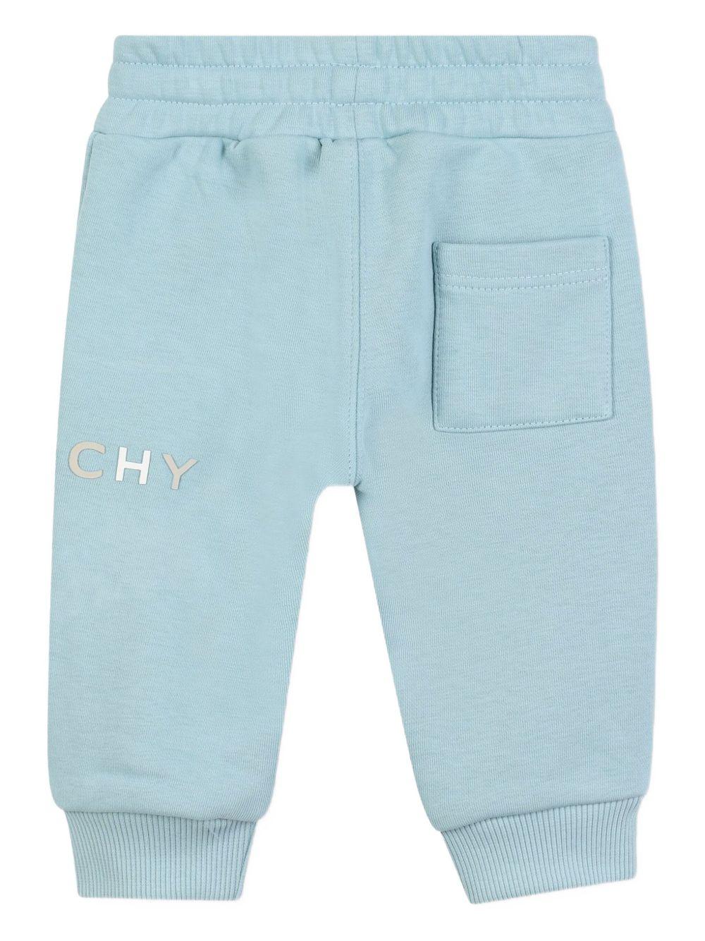 Pantaloni per neonato Givenchy Kids azzurri con stampa del logo - Rubino Kids