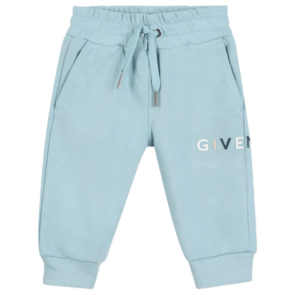 Pantaloni per neonato Givenchy Kids azzurri con stampa del logo - Rubino Kids