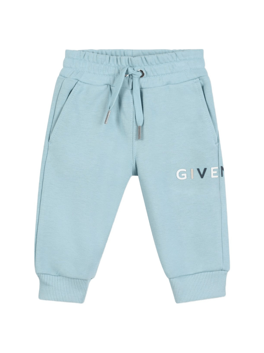 Pantaloni per neonato Givenchy Kids azzurri con stampa del logo - Rubino Kids