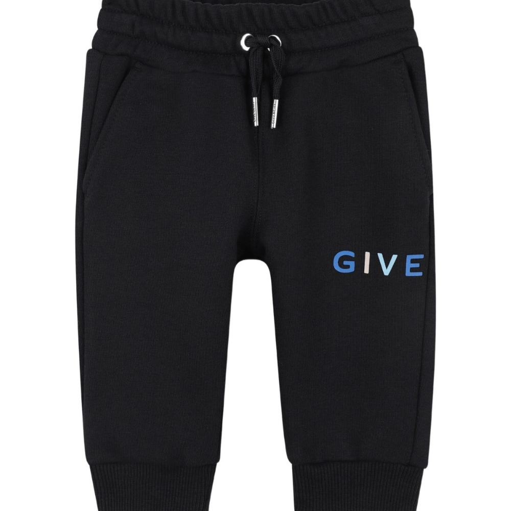Pantaloni per neonato Givenchy Kids neri con fascia in vita con coulisse - Rubino Kids