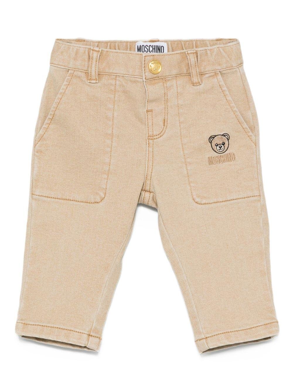 Pantaloni per neonato Moschino Kids beige con ricamo - Rubino Kids