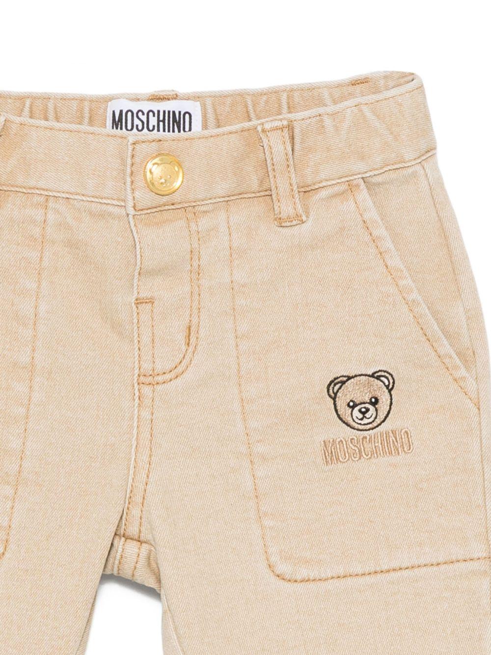 Pantaloni per neonato Moschino Kids beige con ricamo - Rubino Kids