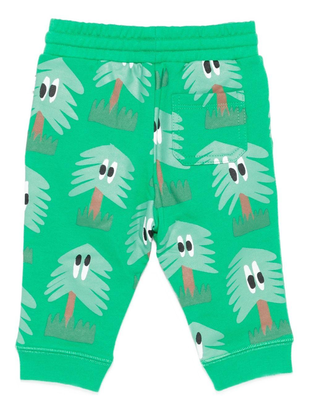 Pantaloni per neonato Stella McCartney Kids verde con coulisse e stampa - Rubino Kids