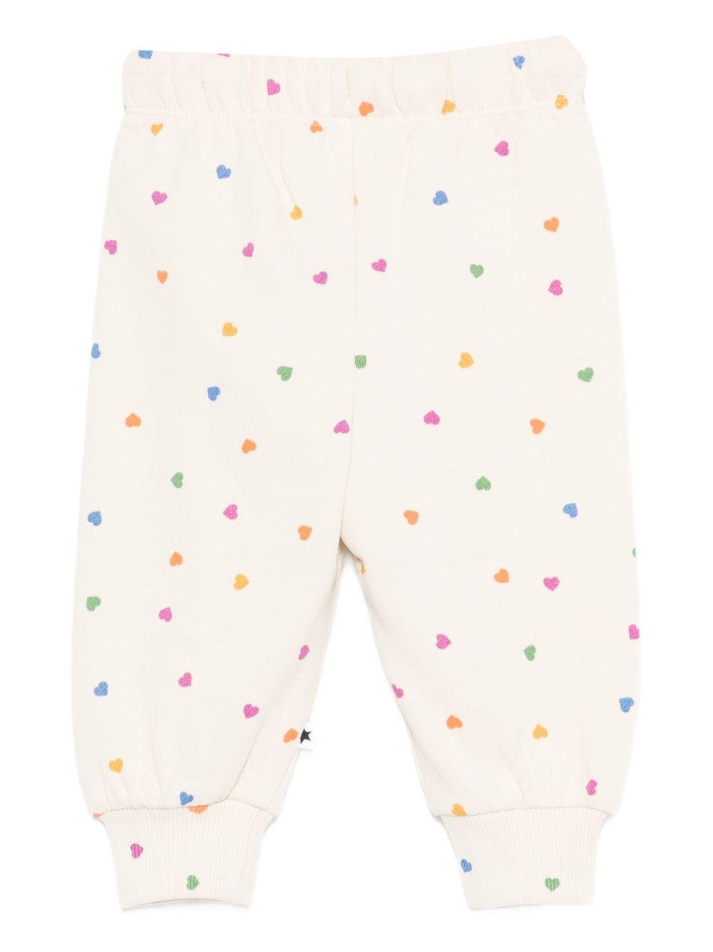 Pantaloni Selena per neonata Molo rosa con stampa a cuori - Rubino Kids