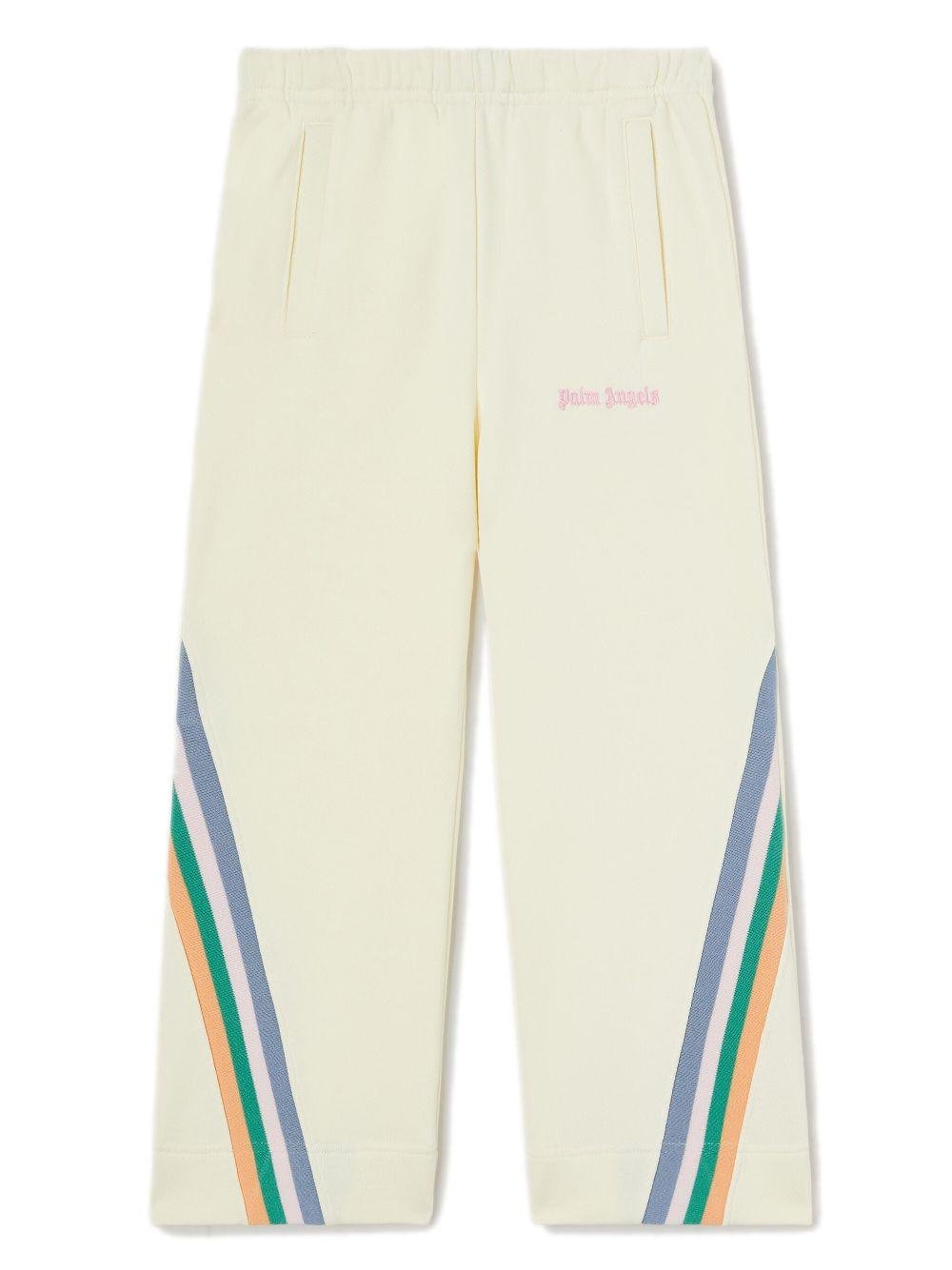 Pantaloni sportivi ampi per bambina Palm Angels Kids bianco con stampa - Rubino Kids