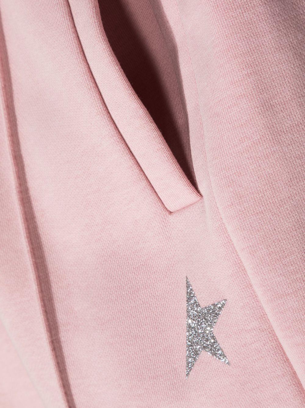 Pantaloni sportivi con applicazione glitter per bambina Golden Goose Kids rosa con taglio straight - Rubino Kids