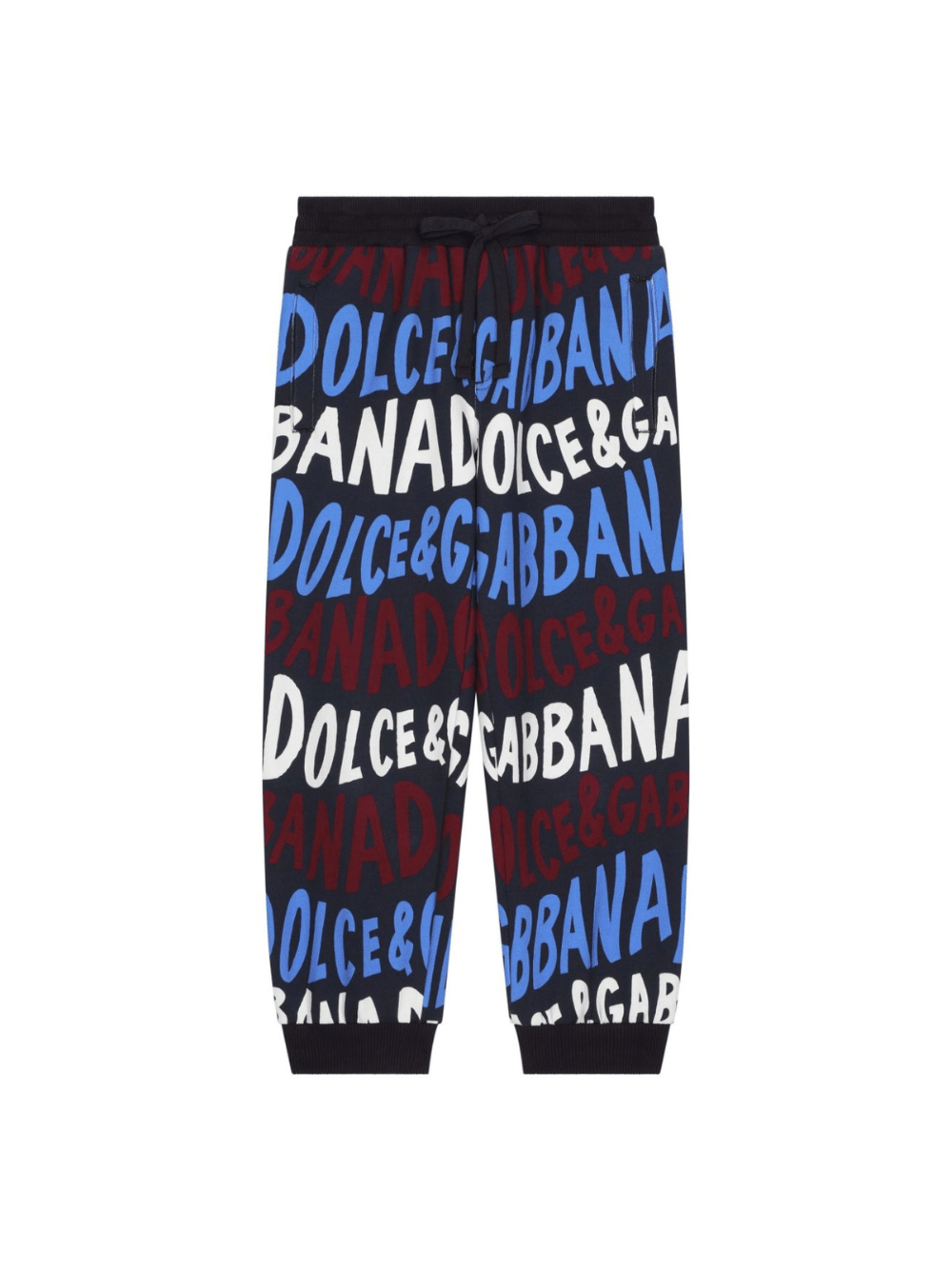 Pantaloni sportivi con stampa per bambino Dolce & Gabbana Kids nero con gamba affusolata - Rubino Kids