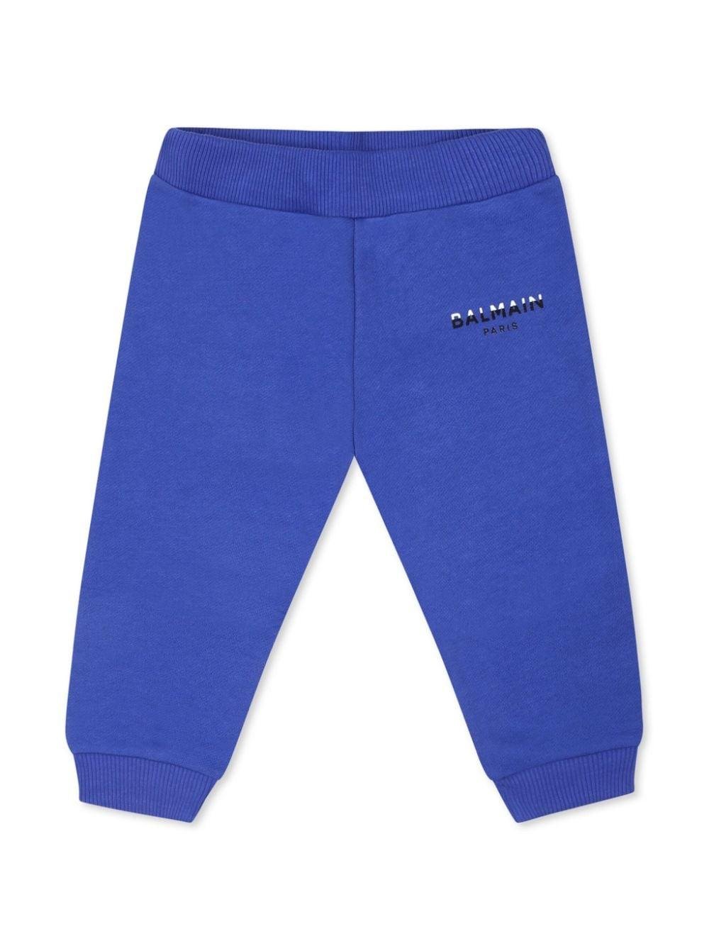 Pantaloni sportivi con stampa per neonato Balmain Kids blu con taglio straight - Rubino Kids