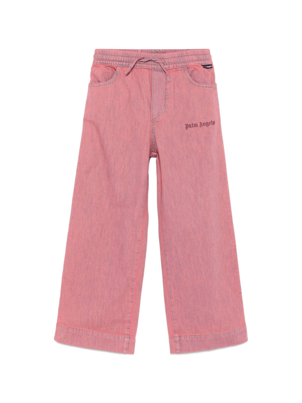 Pantaloni sportivi in chambray per bambina Palm Angels Kids rosa con due tasche laterali - Rubino Kids