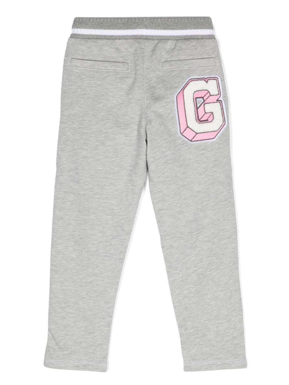 Pantaloni sportivi mélange per bambina Givenchy Kids grigio con ricamo e dettaglio glitter - Rubino Kids