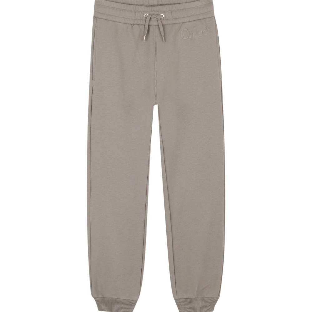 Pantaloni sportivi per bambina Chloé Kids grigi con vita alta elasticizzata - Rubino Kids