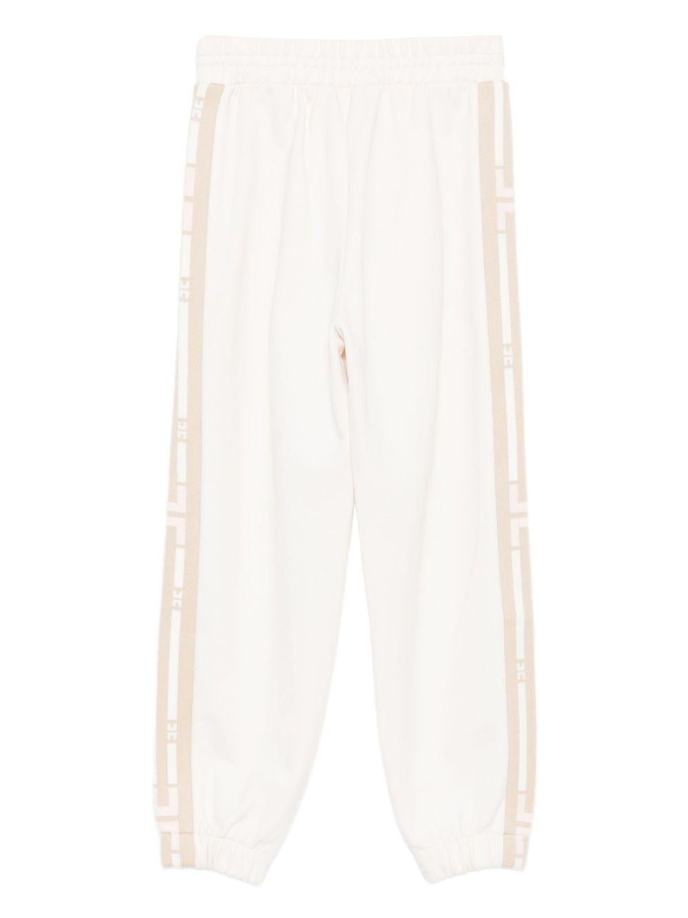 Pantaloni sportivi per bambina Elisabetta Franchi La Mia Bambina beige con righe laterali - Rubino Kids