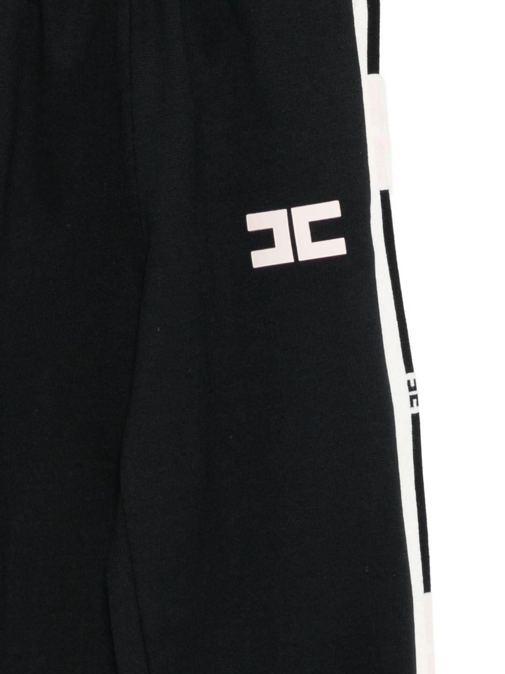 Pantaloni sportivi per bambina Elisabetta Franchi La Mia Bambina nero con righe laterali - Rubino Kids